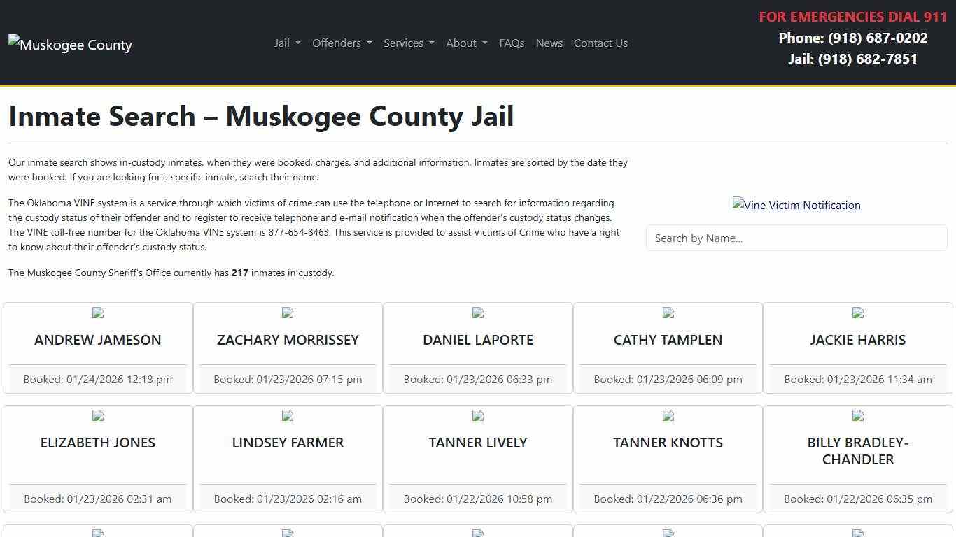 Inmate Search Muskogee County Sheriff's Office