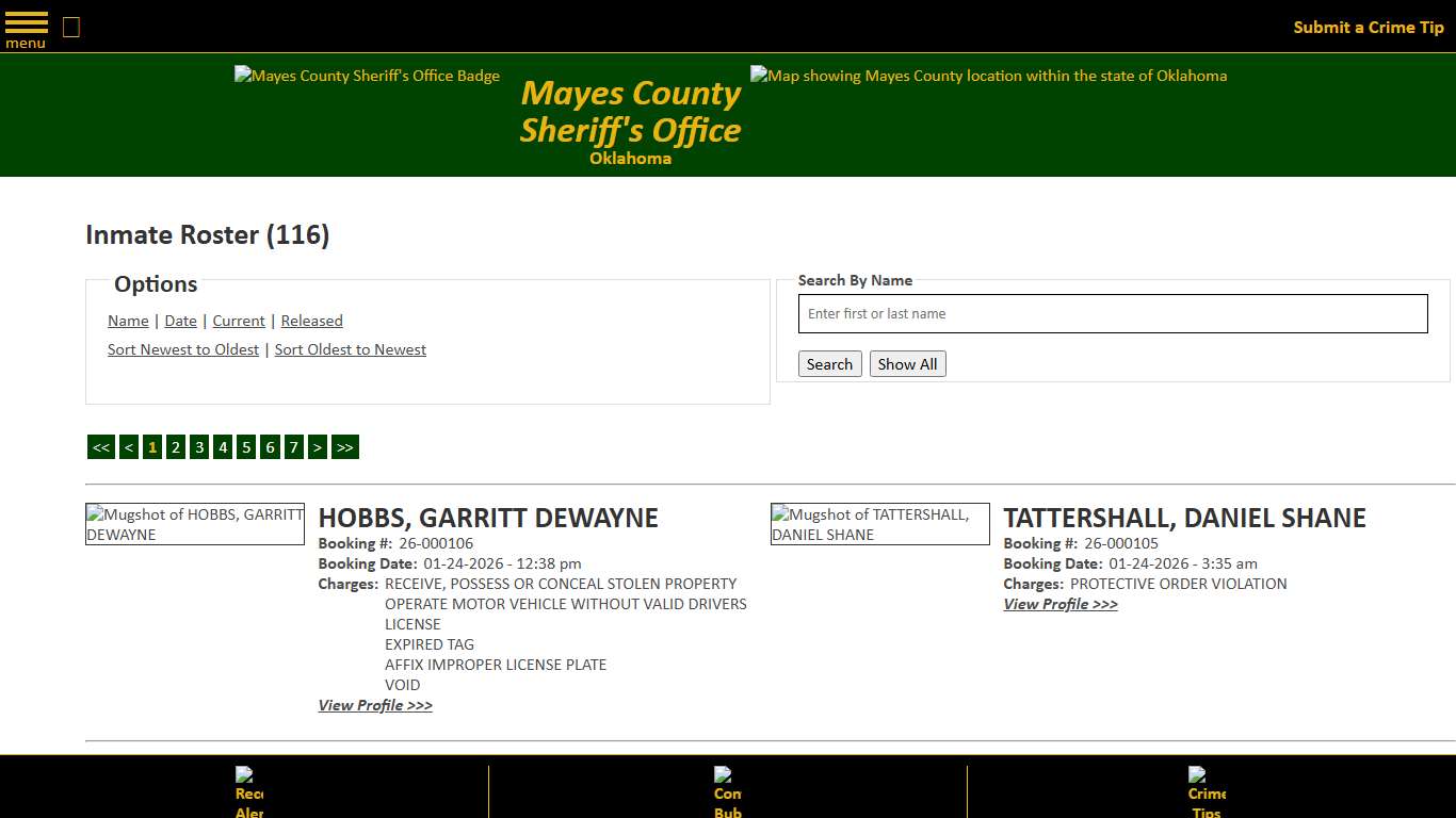 Inmate Roster - Current Inmates Booking Date Descending - Mayes County, OK Sheriff